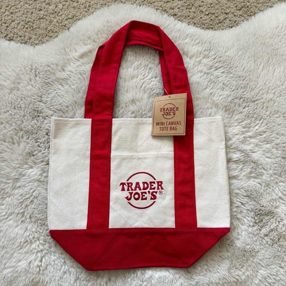 NWT Limited Edition Trader Joe’s Mini Canvas Tote Bag in Red
